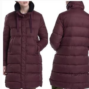 Barbour Weatheram Longline Puffer Jacket Burgundy Size 8